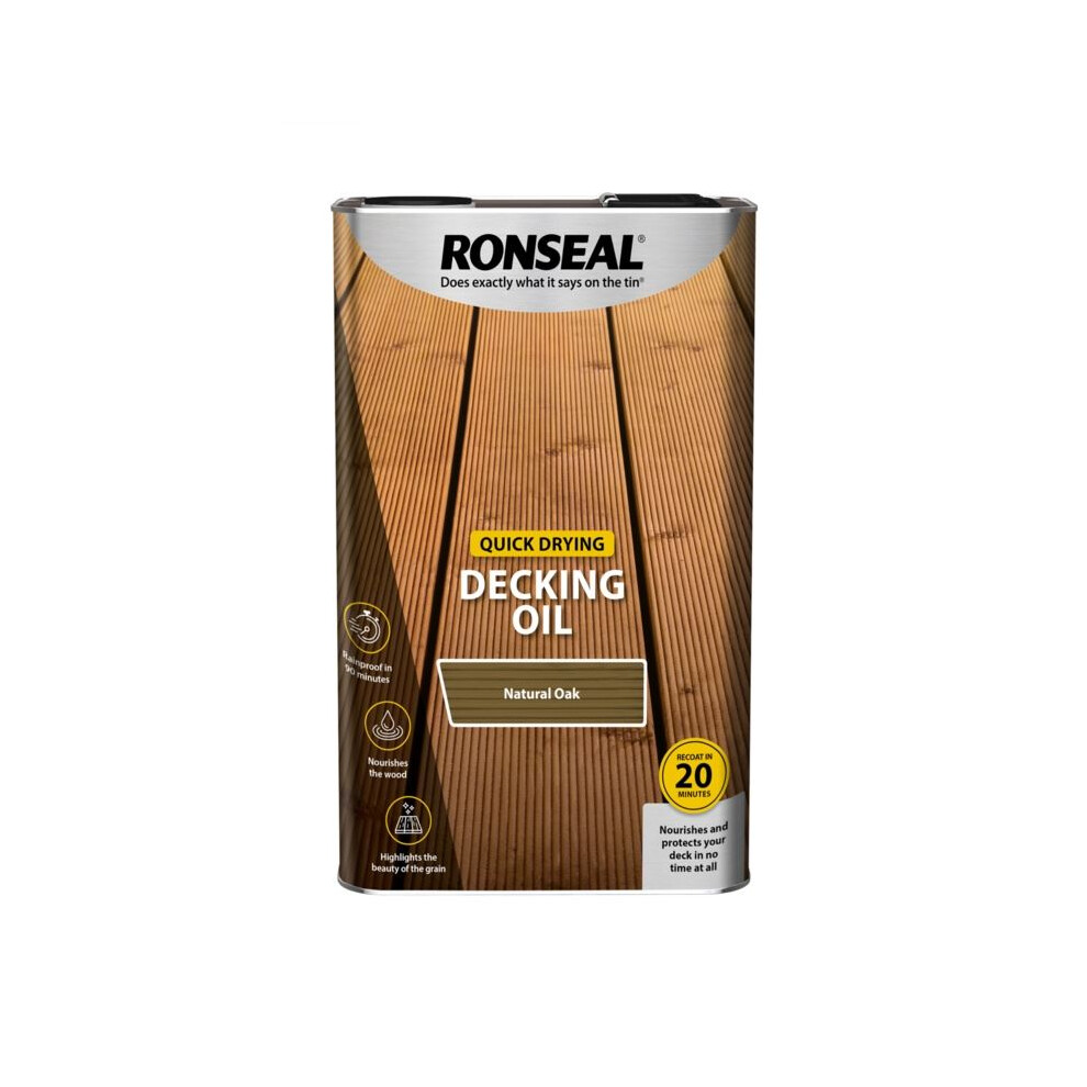 Ronseal - Quick Drying Decking Oil 5L - Natural Oak