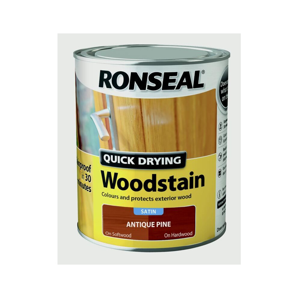 Ronseal - Quick Drying Woodstain Satin 750ml - Antique Pine