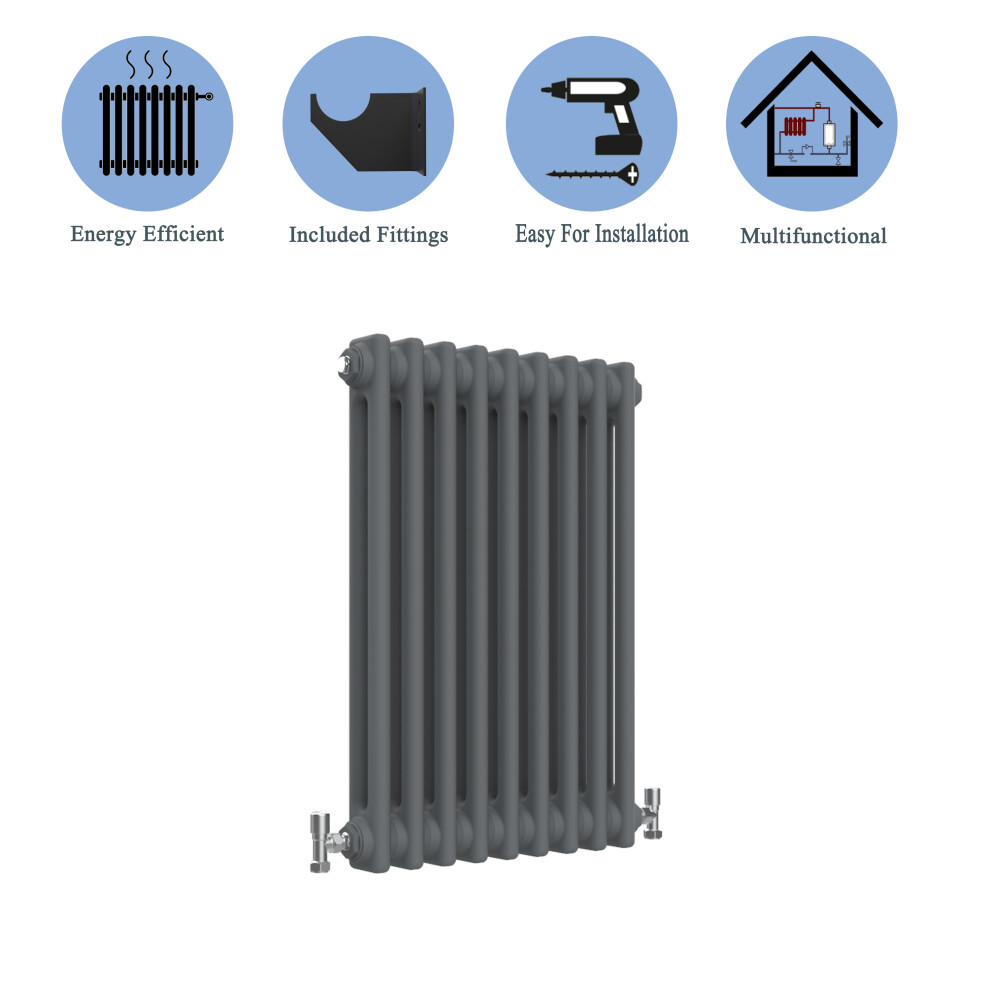 (Anthracite , 600*425mm) 2 Cast Iron Style Radiators