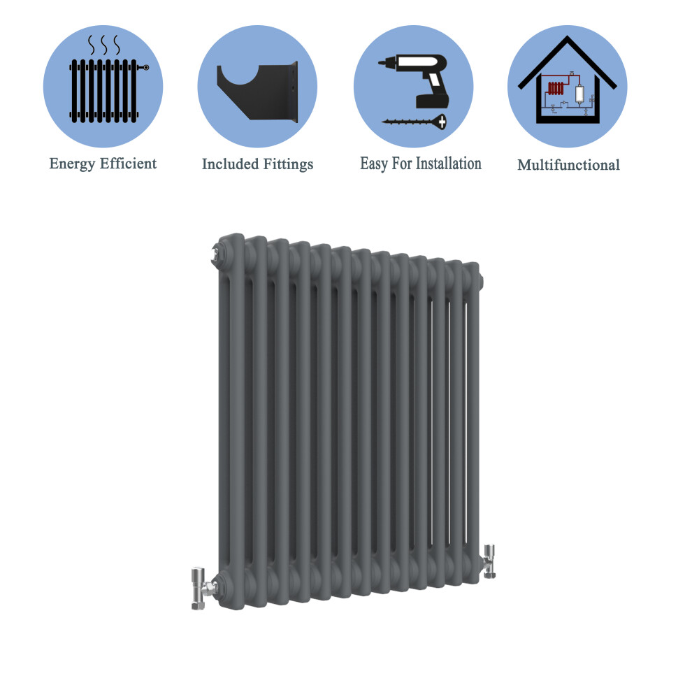 (Anthracite , 600*605mm) 2 Cast Iron Style Radiators