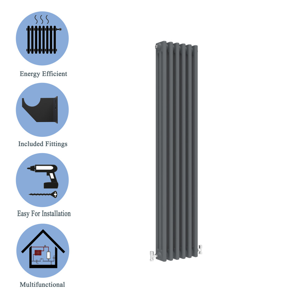 (Anthracite , 1500*290mm) 2 Cast Iron Style Radiators