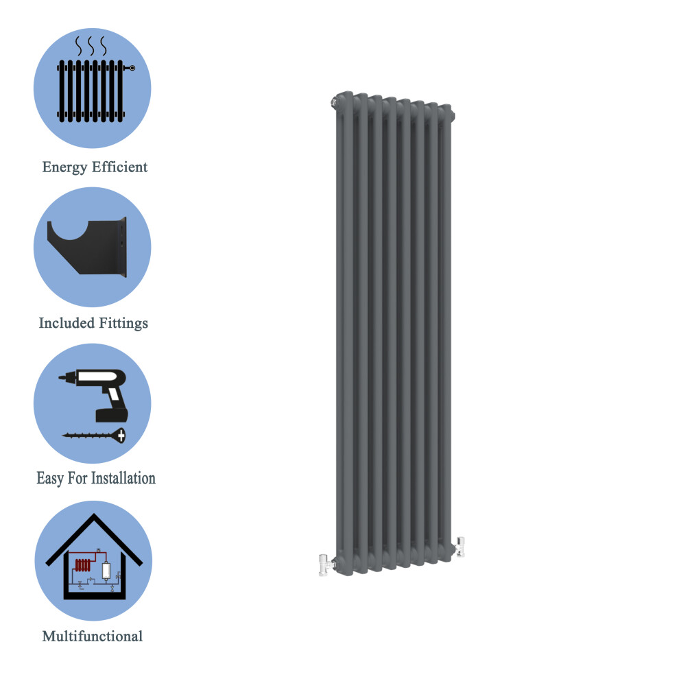 (Anthracite , 1500*380mm) 2 Cast Iron Style Radiators