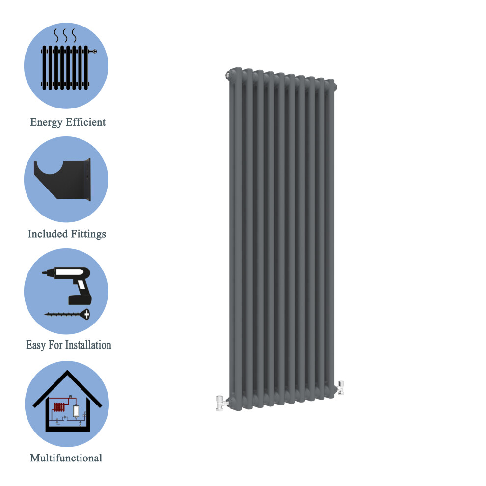 (Anthracite , 1500*470mm) 2 Cast Iron Style Radiators