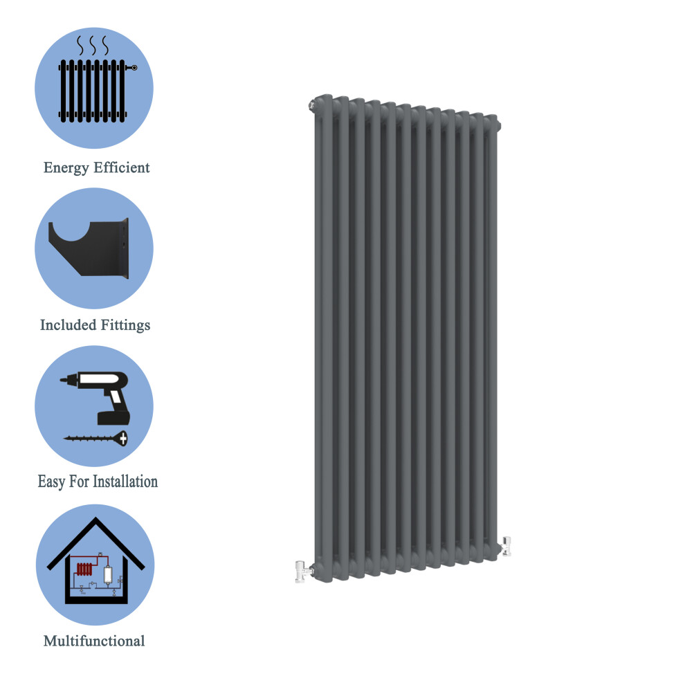 (Anthracite , 1500*560mm) 2 Cast Iron Style Radiators