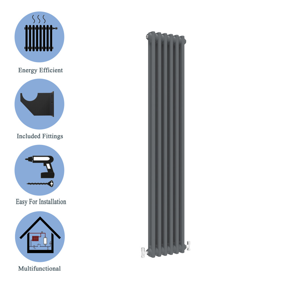 (Anthracite , 1800*290mm) 2 Cast Iron Style Radiators