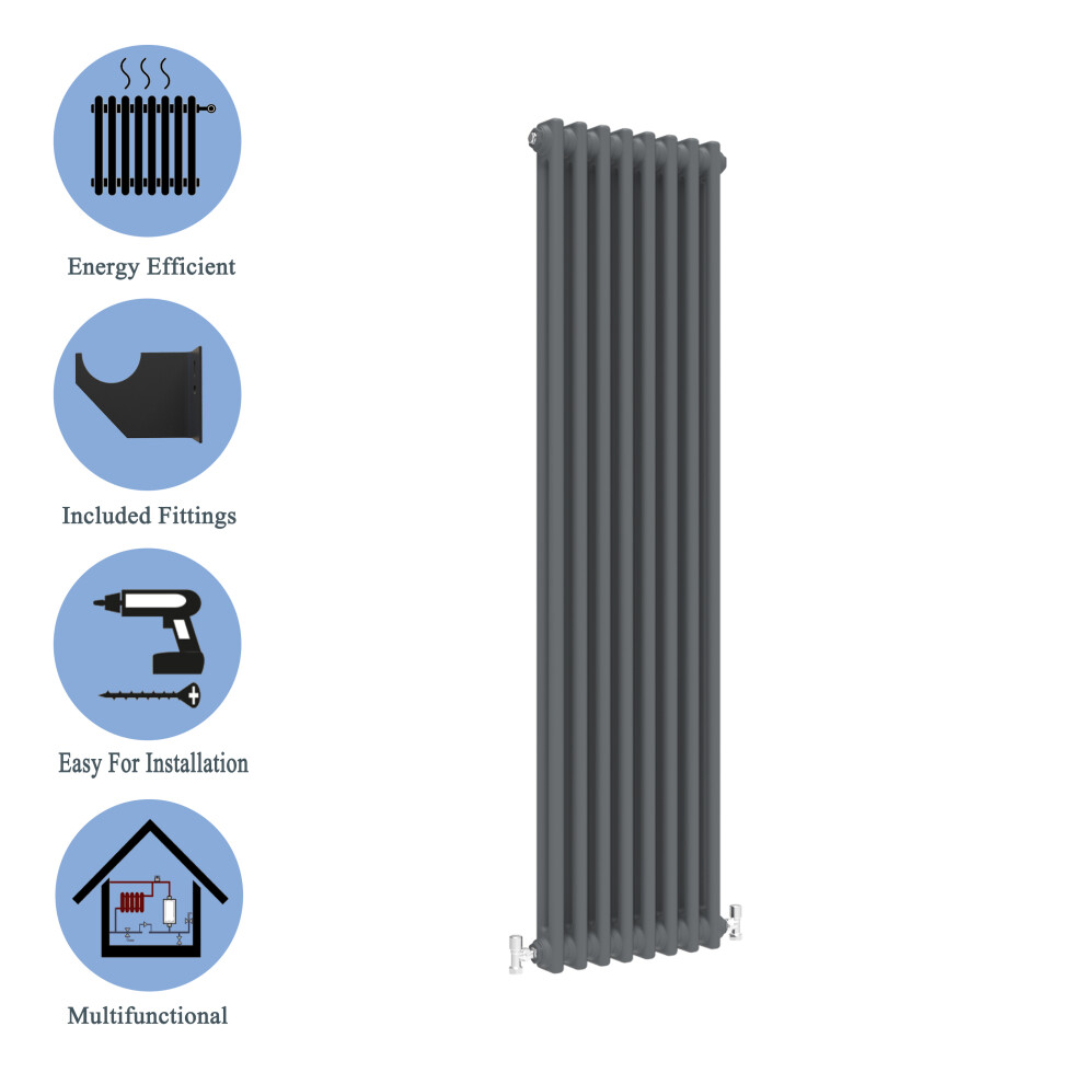 (Anthracite , 1800*380mm) 2 Cast Iron Style Radiators