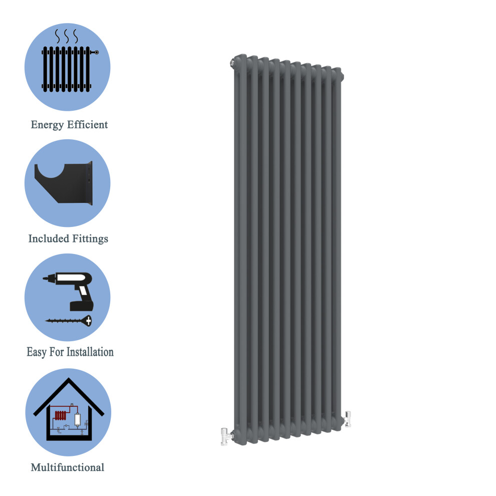 (Anthracite , 1800*470mm) 2 Cast Iron Style Radiators