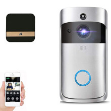 (Silver, Doorbell+Ring Chime) WiFi Wireless Video Doorbell Camera Smart Door Ring HD Intercom Bell Home Security Camera