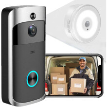(Black, Only Doorbell) WiFi Wireless Video Doorbell Camera Smart Door Ring HD Intercom Bell Home Security Camera
