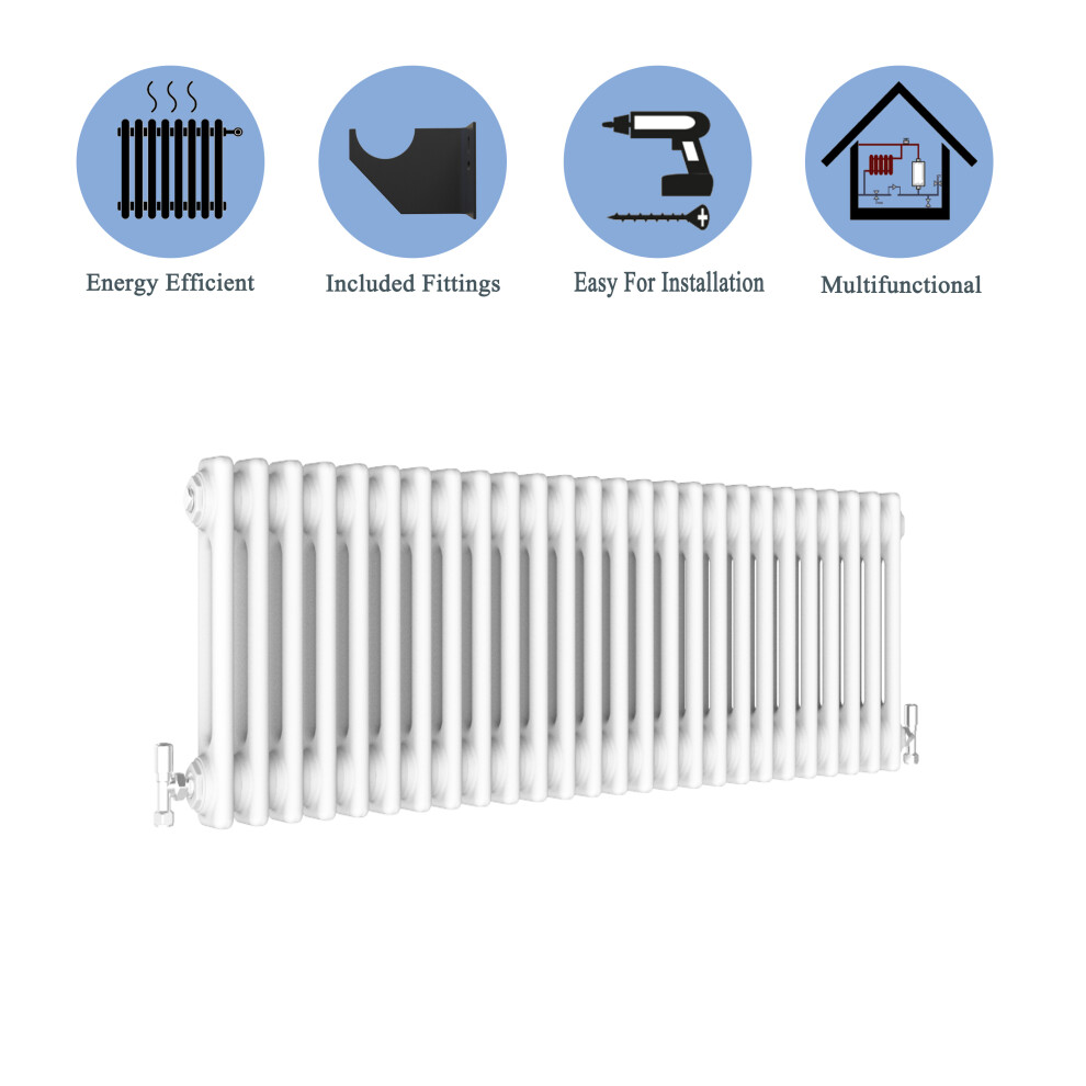 (White, 300*1190mm) 2 Cast Iron Style Radiators