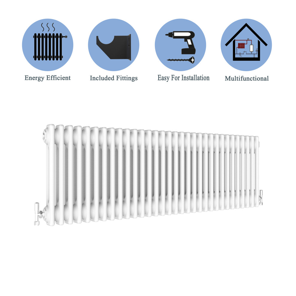 (White, 300*1460mm) 2 Cast Iron Style Radiators