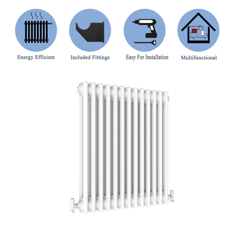 (White, 600*605mm) 2 Cast Iron Style Radiators