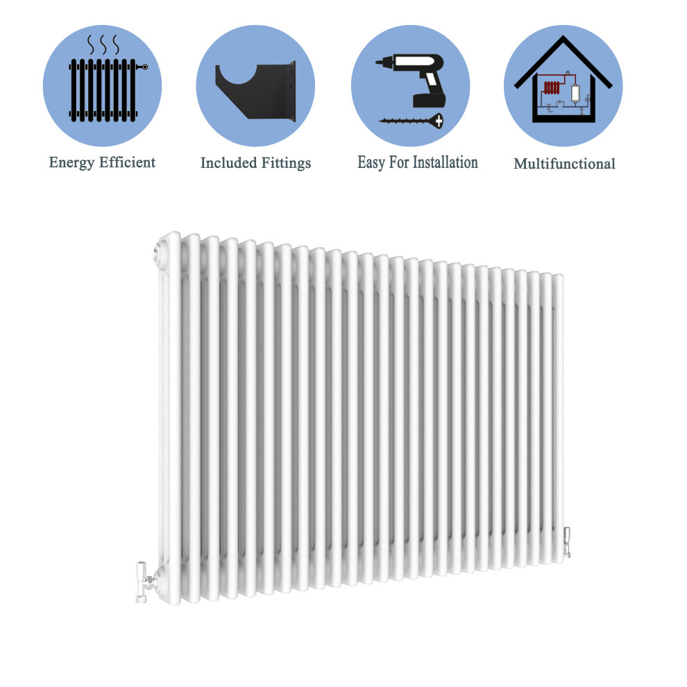 (White, 600*1460mm) 2 Cast Iron Style Radiators