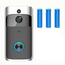 (Black, Doorbell+3xBatteries) WiFi Wireless Video Doorbell Camera Smart Door Ring HD Intercom Bell Home Security Camera