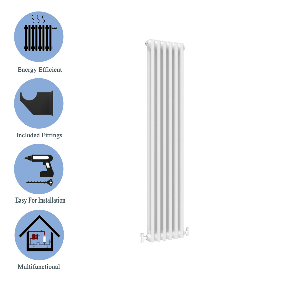 (White, 1500*290mm) 2 Cast Iron Style Radiators