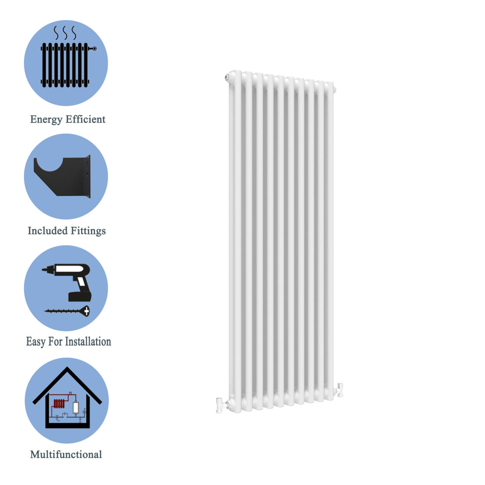 (White, 1500*470mm) 2 Cast Iron Style Radiators