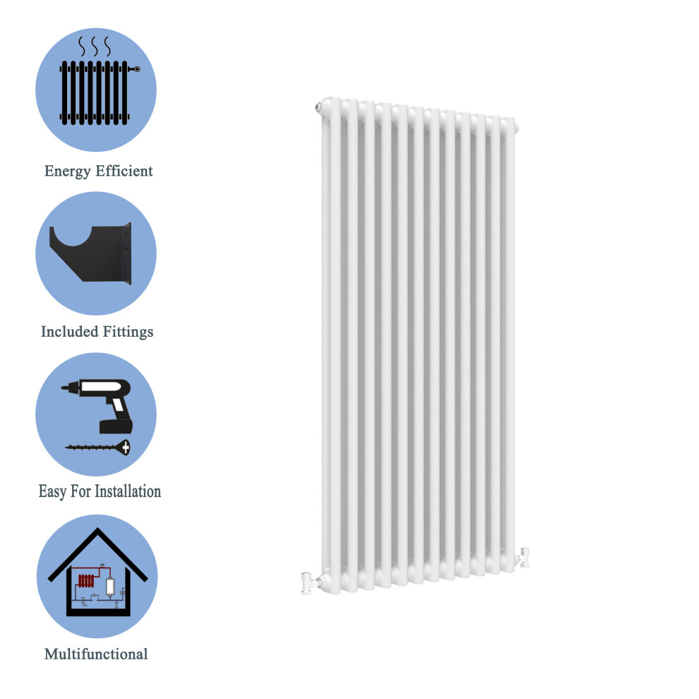 (White, 1500*560mm) 2 Cast Iron Style Radiators