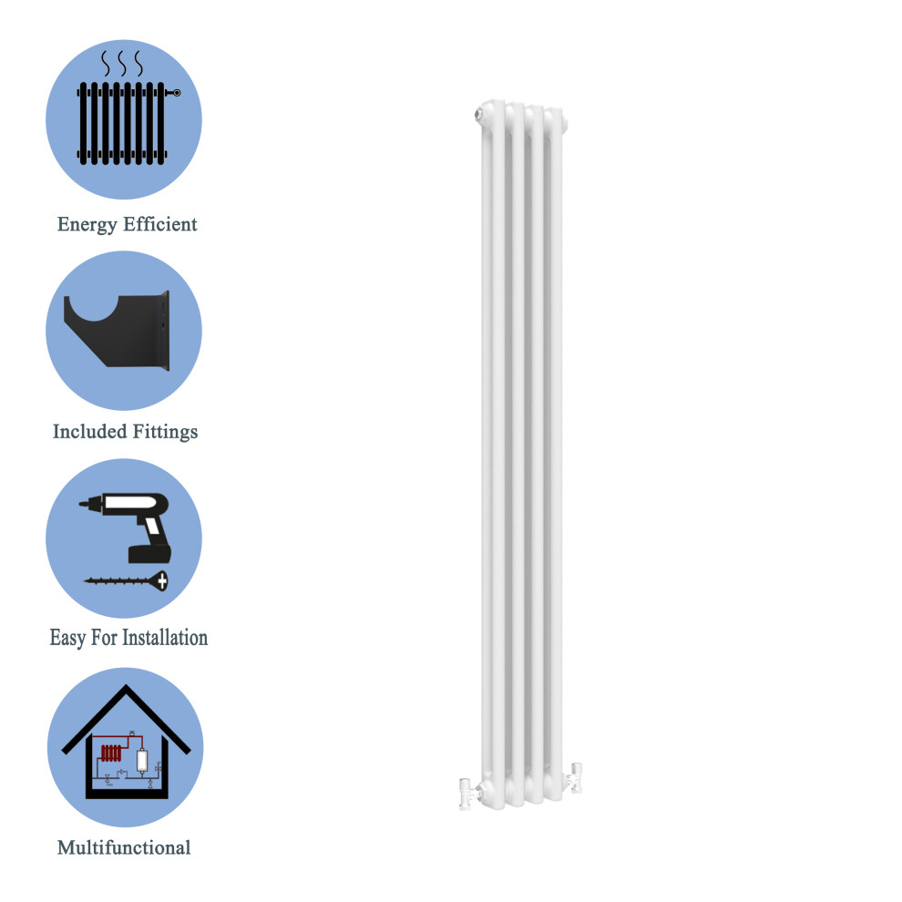 (White, 1800*200mm) 2 Cast Iron Style Radiators