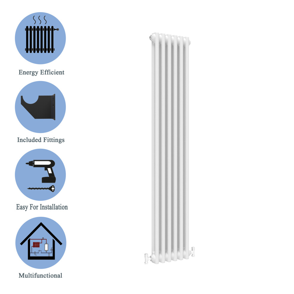 (White, 1800*290mm) 2 Cast Iron Style Radiators