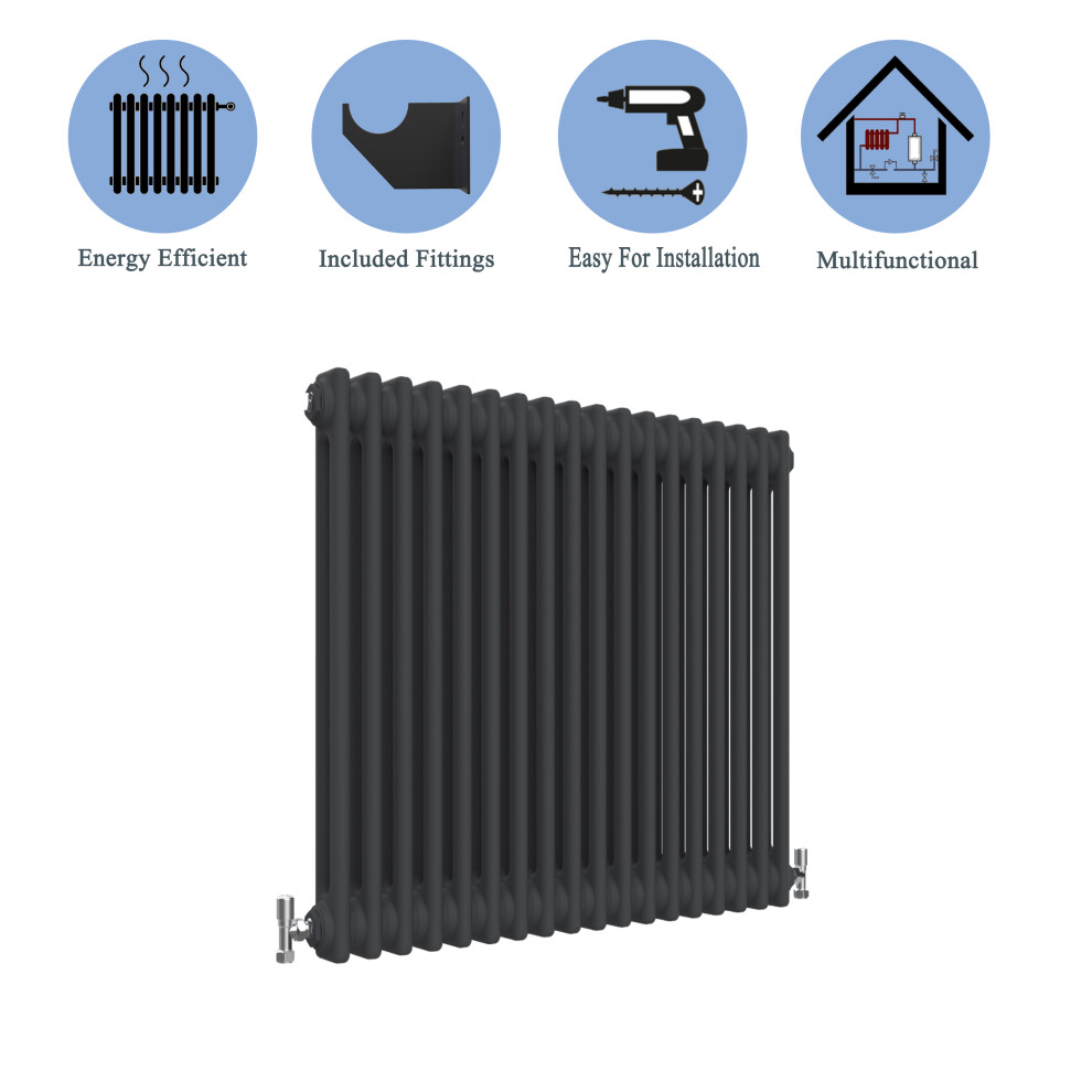 (Black, 600*830mm) 2 Cast Iron Style Radiators