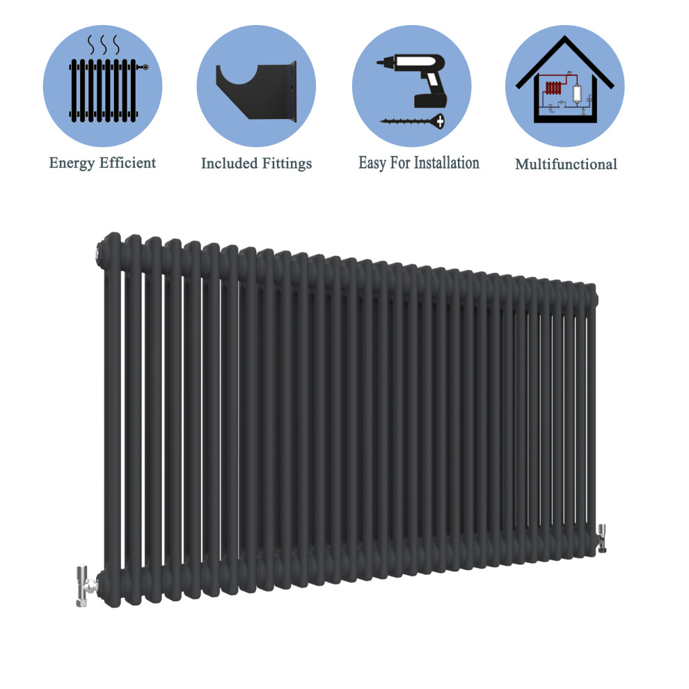 (Black, 600*1460mm) 2 Cast Iron Style Radiators