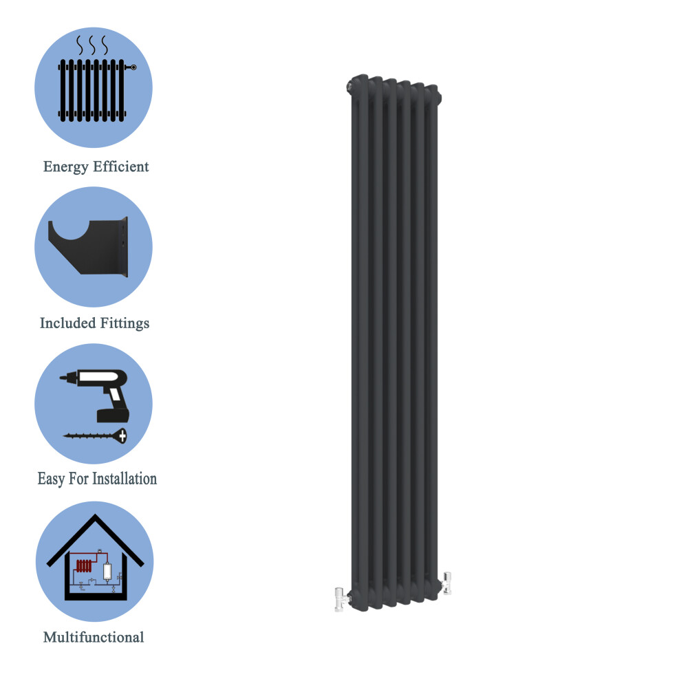 (Black, 1800*290mm) 2 Cast Iron Style Radiators