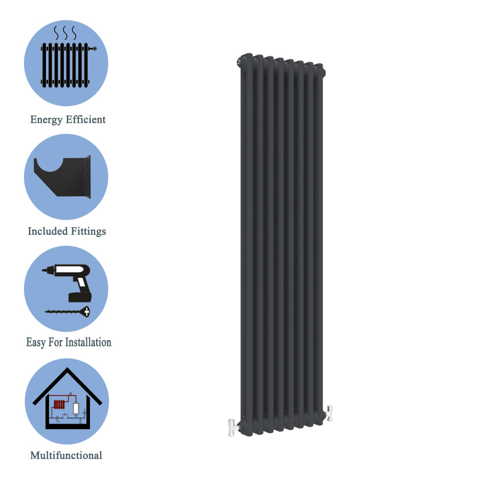 (Black, 1800*380mm) 2 Cast Iron Style Radiators