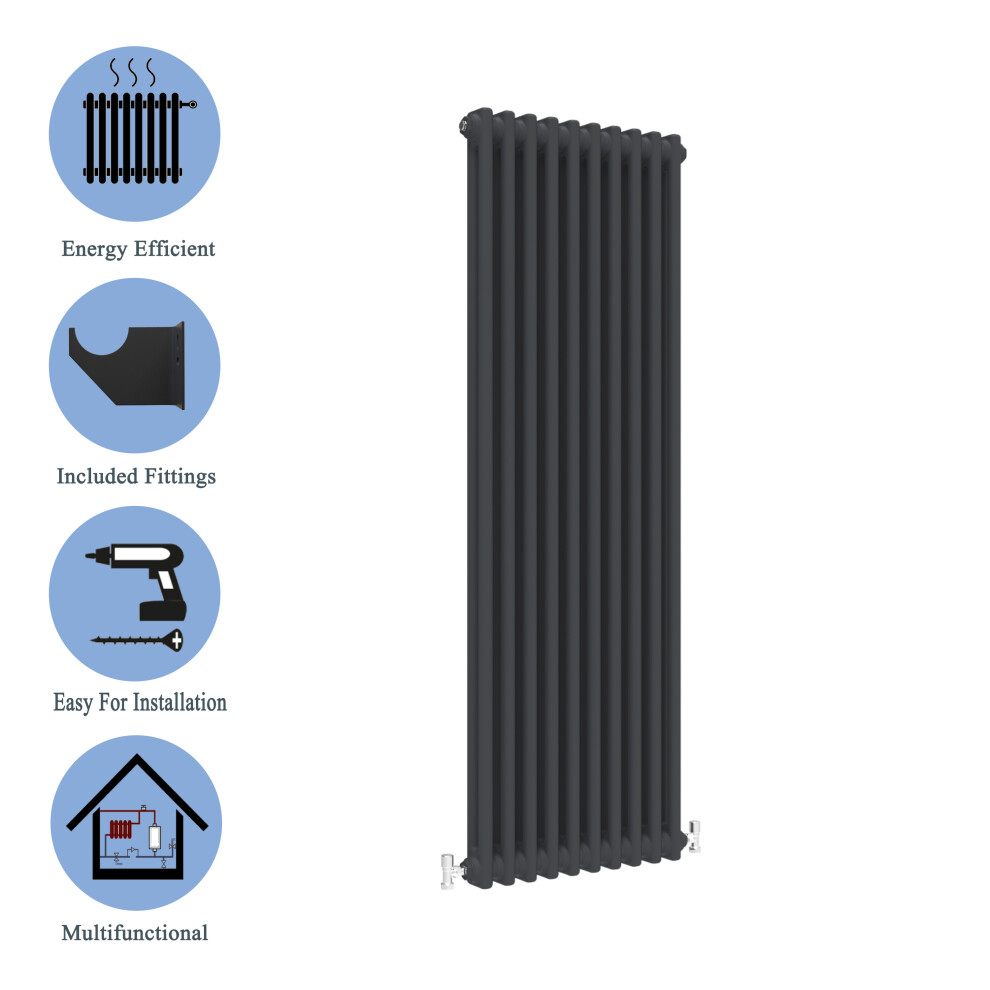 (Black, 1800*470mm) 2 Cast Iron Style Radiators