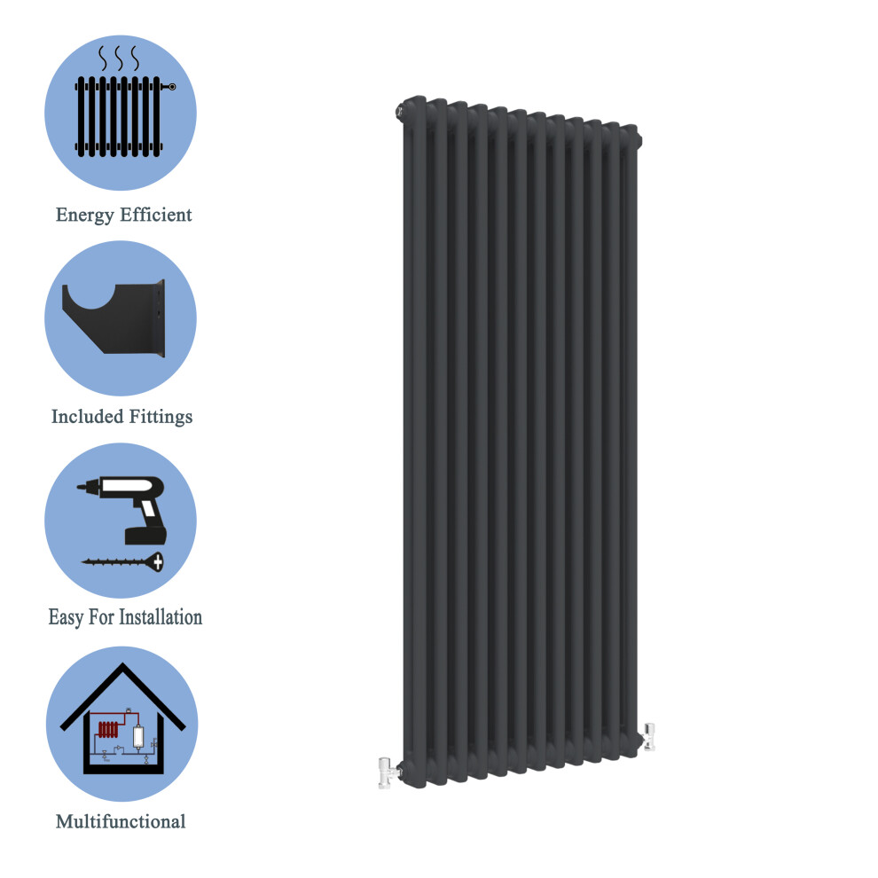 (Black, 1800*560mm) 2 Cast Iron Style Radiators