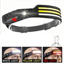 Smiling Shark 3-color Lightweight Sensor Headlamp, Usb Rechargeable And Waterproof Motion Sensor With Wide Lighting Range