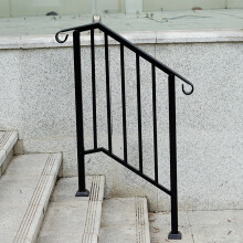 Outdoor Black Steel Handrail 2 Steps Garden Stairs Safety Grab Rail