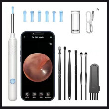 (white) Ear Wax Removal Kit Ear Camera Ear Cleaner Otoscope with 6 LED Lights Visual Ear Scope