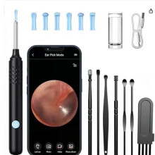 (Black) Ear Wax Removal Kit Ear Camera Ear Cleaner Otoscope with 6 LED Lights Visual Ear Scope