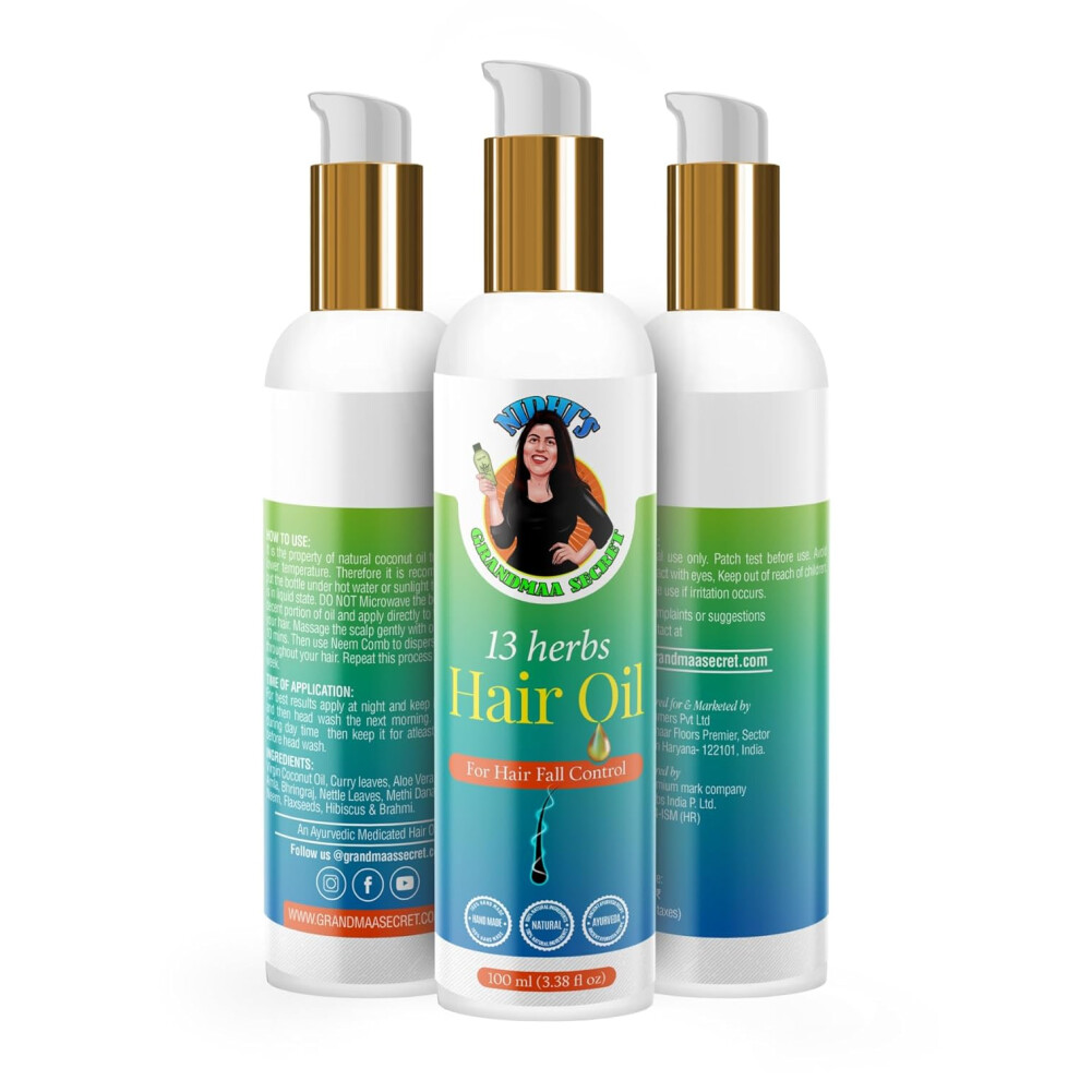 NIDHI'S GRANDMAA SECRET 13 Herbs Hair Oil for Hair Fall Control Pack 3
