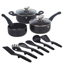 ( Aquamarine) 11pc Blaumann Induction Soft Touch Cookware Pots Pan Saucepan & Kitchen Tool Set