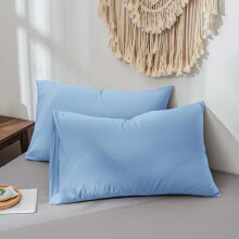 (Sky Blue, Pillow Cases Only(50 x 75 cm)) Fitted Sheet Bed Sheets Extra Deep 25CM Single Double King Sizes