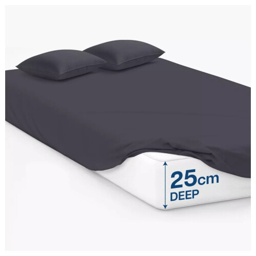 Imperial Rooms (Charcoal, Double (137 x 190 cm)) Fitted Sheet Bed Sheets Extra Deep 25CM Single Double King Sizes 1