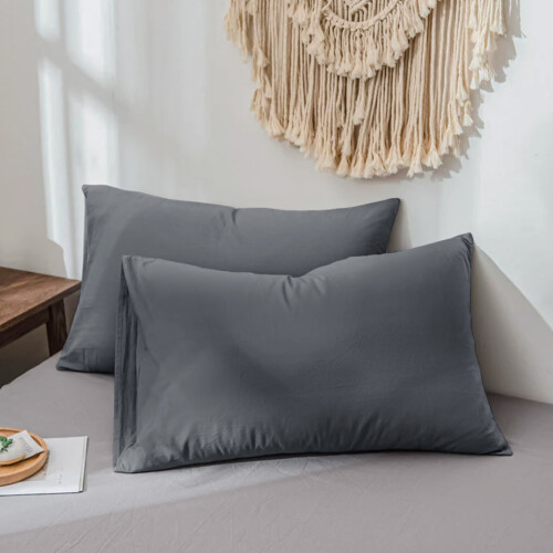 Imperial Rooms (Charcoal, Pillow Cases Only(50 x 75 cm)) Fitted Sheet Bed Sheets Extra Deep 25CM Single Double King Sizes