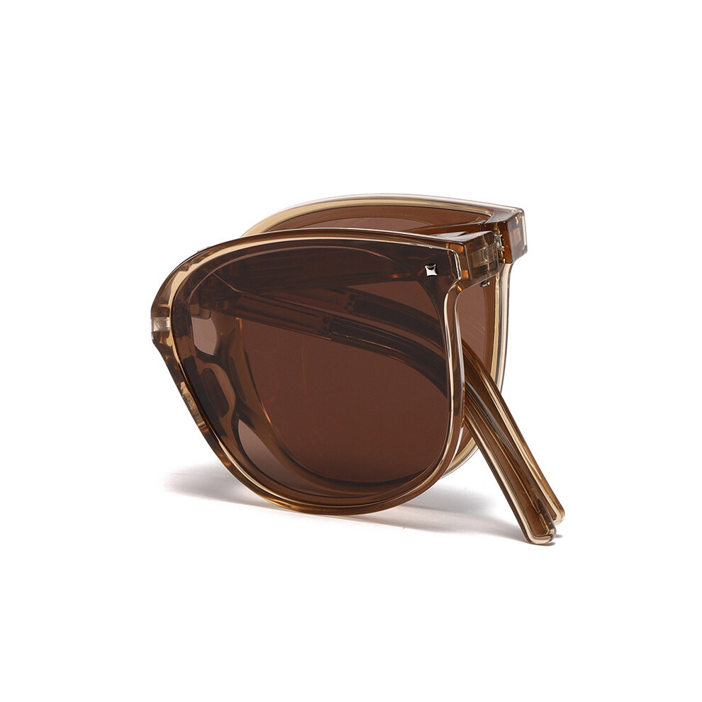 (Tea) Trendy Womens Foldable Sunglasses Summer Antiuv Polarized Travel Beach