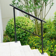 Outdoor Adjustable Black Steel Handrail 1-4 Steps Stairs Safety Rail