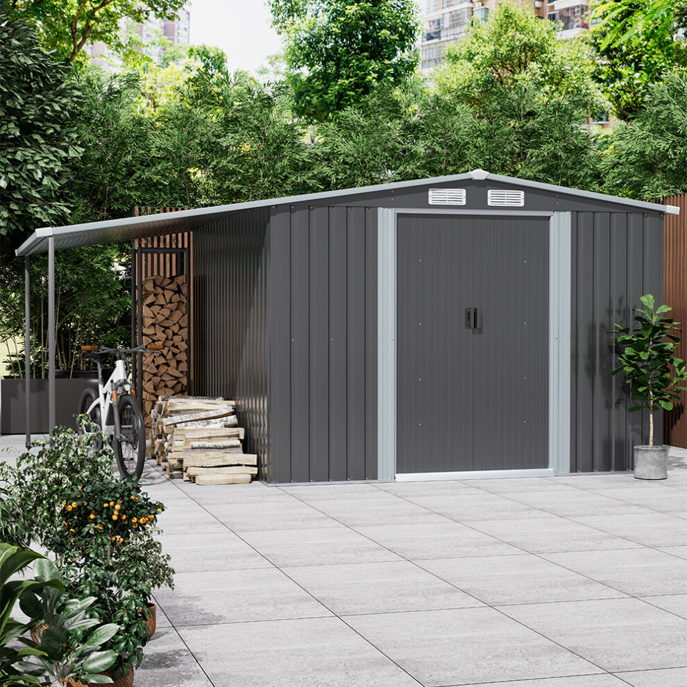 (8FT x 10FT) Metal Garden Shed Storage Shed House with Extended Roof