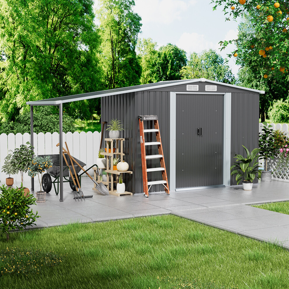 (8FT x 4FT) Metal Garden Shed Storage Shed House with Extended Roof