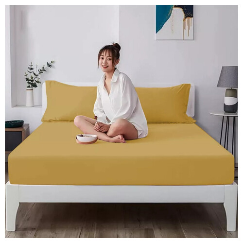 Imperial Rooms (Ocher, Super King (180 x 200 cm)) Fitted Sheet Bed Sheets Extra Deep 25CM Single Double King Sizes 2