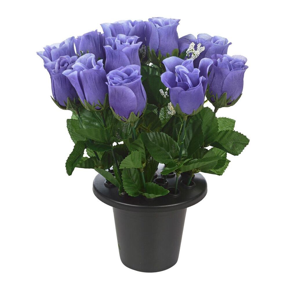 Urbn Living (Rosebud ) Artificial Rose Flower In Planter Purple/Black