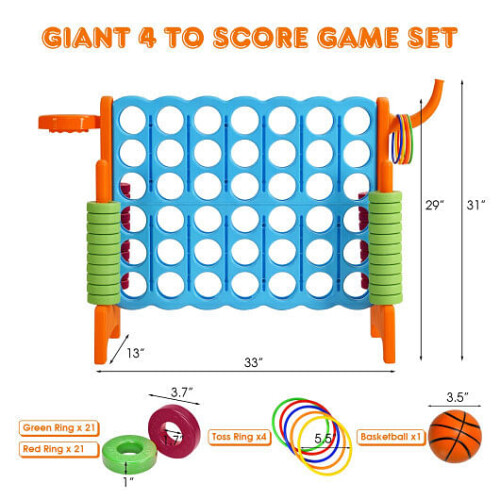 Costway 2.5ft 4-to-Score Giant Game Set-Orange 1