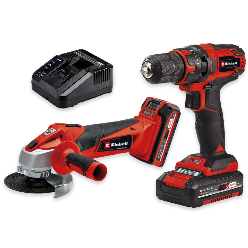 Einhell Angle Grinder And Drill Set Battery Charger Power X-Change TC-TK 18 Li
