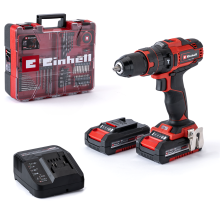 Einhell Perceuse Visseuse à percussion sans fil TE-CD 18/40 Li-i + 64 Accessoires PXC (18V) Livré avec 2 Batteries 2Ah, Chargeur