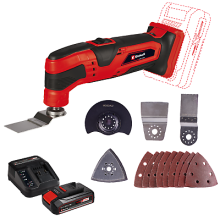 Einhell Cordless Multi Tool 18V With Battery Charger Accessory Kit TC-MG 18 Li
