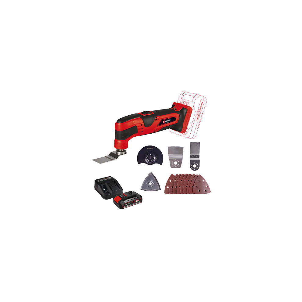 Einhell Cordless Multi Tool 18V With Battery Charger Accessory Kit TC-MG 18 Li