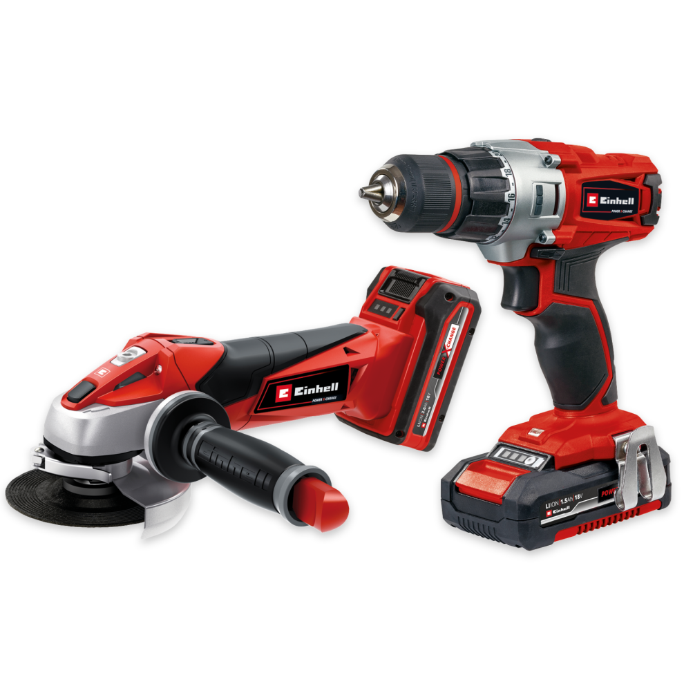 Einhell Drill Driver Angle Grinder Kit 18V With Battery Charger Power X-Change